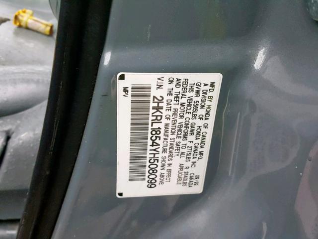 2HKRL1854YH508099 - 2000 HONDA ODYSSEY LX SILVER photo 10