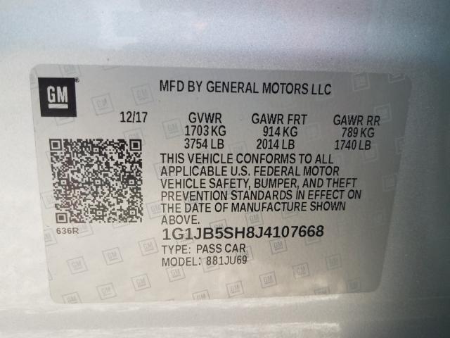 1G1JB5SH8J4107668 - 2018 CHEVROLET SONIC LS  照片 10