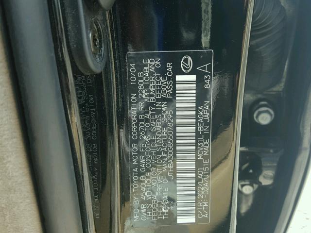 JTHBA30G855078295 - 2005 LEXUS ES 330 BLACK photo 10