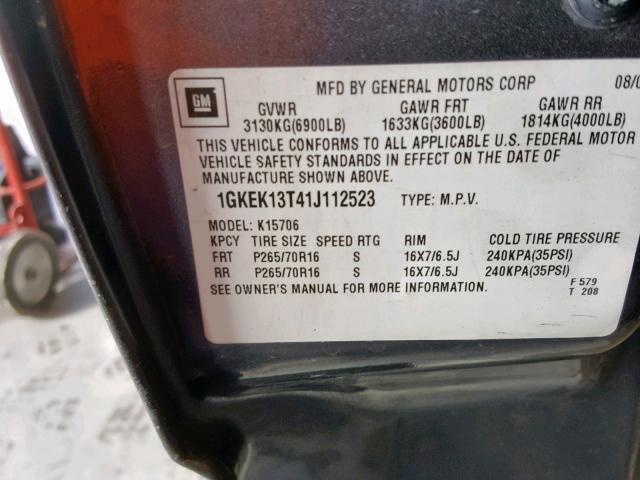 1GKEK13T41J112523 - 2001 GMC YUKON GRAY photo 10