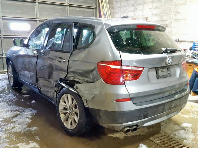 5UXWX9C59E0D28057 - 2014 BMW X3 XDRIVE2 GRAY photo 3