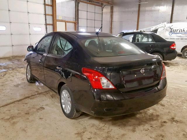 3N1CN7AP6CL924195 - 2012 NISSAN VERSA S BLACK photo 3