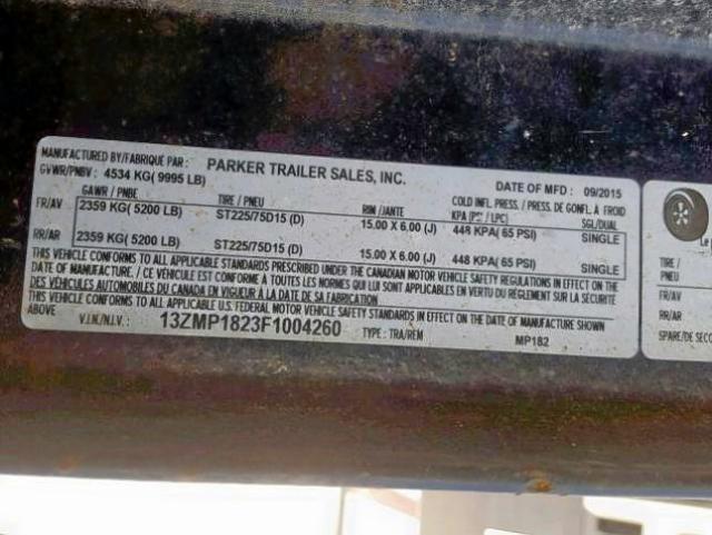 13ZMP1823F1004260 - 2015 PARK TRAILER BLACK photo 10