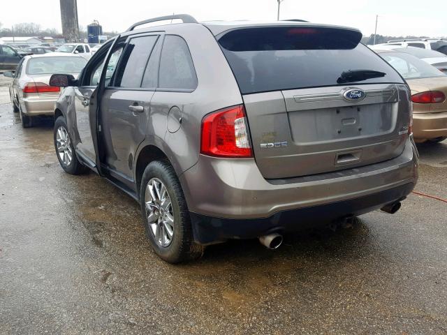 2FMDK3J92EBA14624 - 2014 FORD EDGE SEL CHARCOAL photo 3