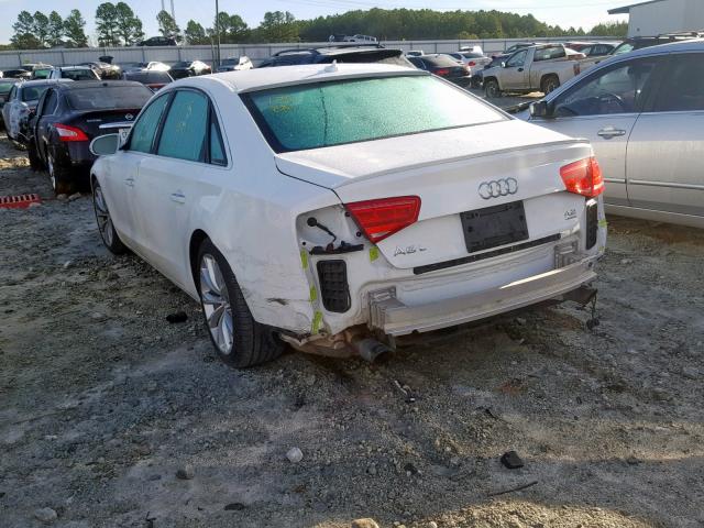 WAURVAFD7BN010522 - 2011 AUDI A8 L QUATT WHITE photo 3