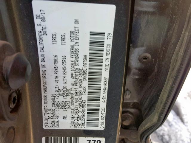 3TMCZ5ANXHM105843 - 2017 TOYOTA TACOMA DOU Boz foto 10