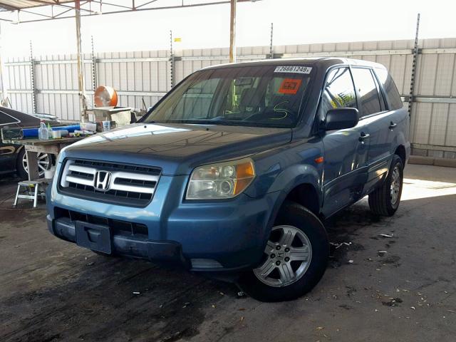 5FNYF28186B023059 - 2006 HONDA PILOT LX BLUE photo 2