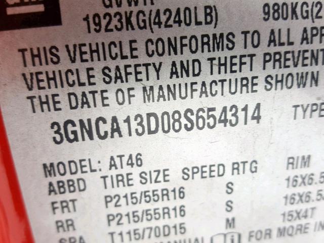 3GNCA13D08S654314 - 2008 CHEVROLET HHR LS Կարմիր լուսանկար 10