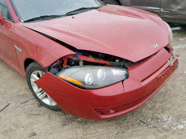 KMHHM66D18U278197 - 2008 HYUNDAI TIBURON GS RED photo 10