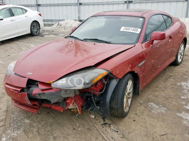 KMHHM66D18U278197 - 2008 HYUNDAI TIBURON GS RED photo 2