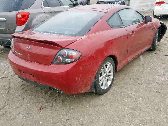 KMHHM66D18U278197 - 2008 HYUNDAI TIBURON GS RED photo 4