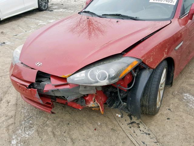 KMHHM66D18U278197 - 2008 HYUNDAI TIBURON GS RED photo 9