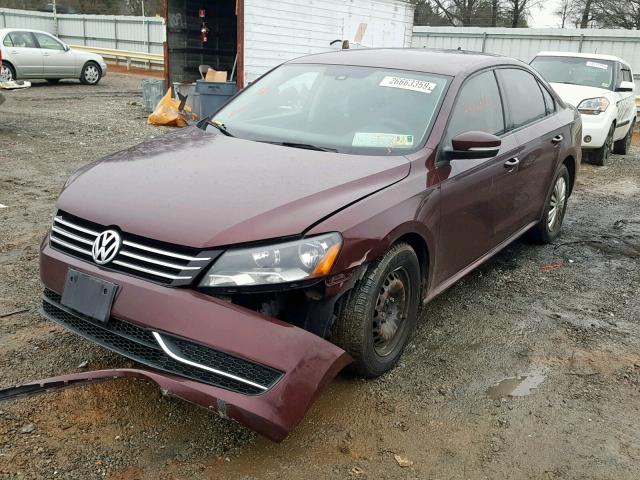 1VWAP7A39EC027525 - 2014 VOLKSWAGEN PASSAT S BURGUNDY photo 2