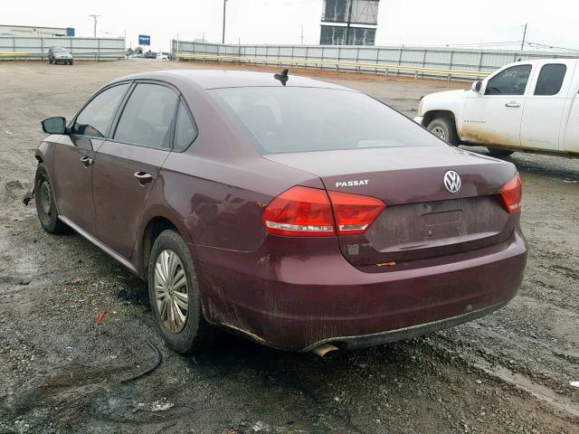 1VWAP7A39EC027525 - 2014 VOLKSWAGEN PASSAT S BURGUNDY photo 3