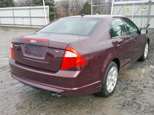 3FAHP0HA6BR165328 - 2011 FORD FUSION SE BURGUNDY photo 4