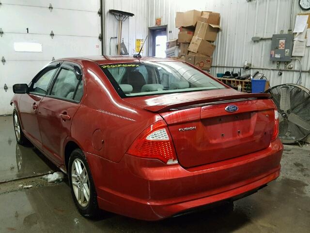 3FAHP0GA6AR168097 - 2010 FORD FUSION S RED photo 3