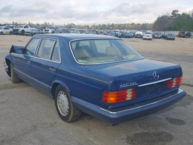 WDBCA35E0KA447598 - 1989 MERCEDES-BENZ 420 SEL BLUE photo 3