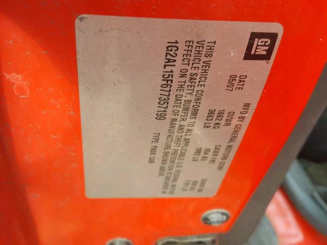 1G2AL15F677357199 - 2007 PONTIAC G5 RED photo 10