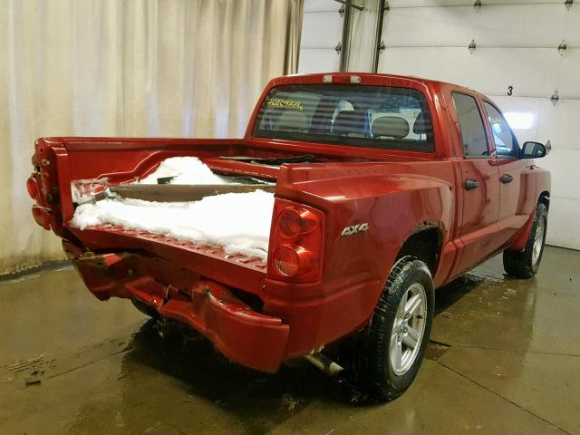 1D7HW38K38S577183 - 2008 DODGE DAKOTA SXT RED photo 4