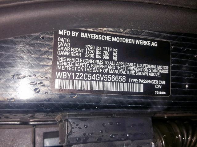 WBY1Z2C54GV556658 - 2016 BMW I3 BEV GRAY photo 10