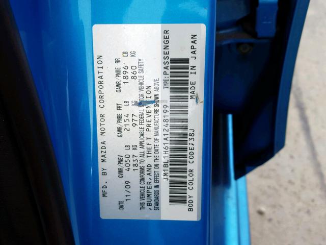 JM1BL1H61A1248199 - 2010 MAZDA 3 S BLUE photo 10