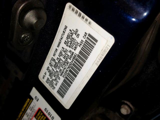 5Y2SP67829Z449661 - 2009 PONTIAC VIBE BLUE photo 10