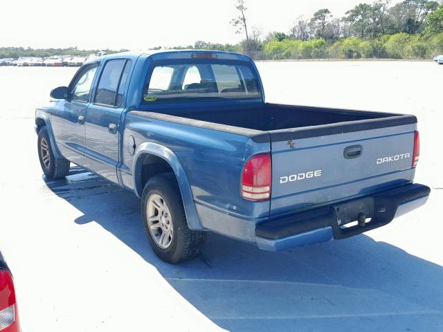 1D7HL38K24S733930 - 2004 DODGE DAKOTA QUA BLUE photo 3