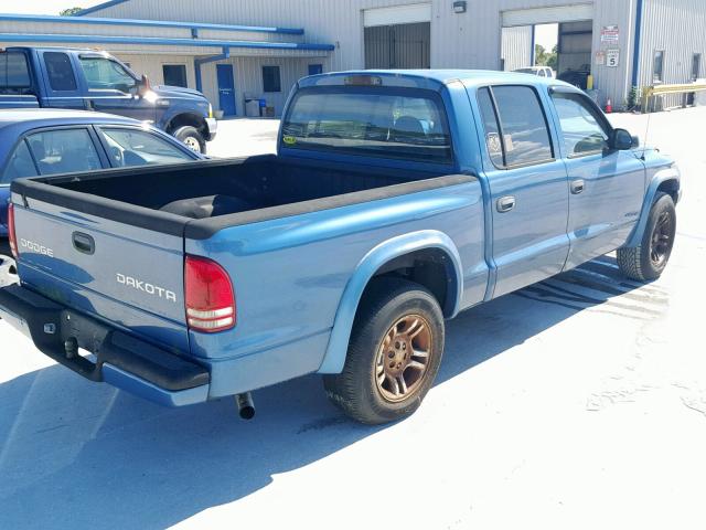 1D7HL38K24S733930 - 2004 DODGE DAKOTA QUA BLUE photo 4