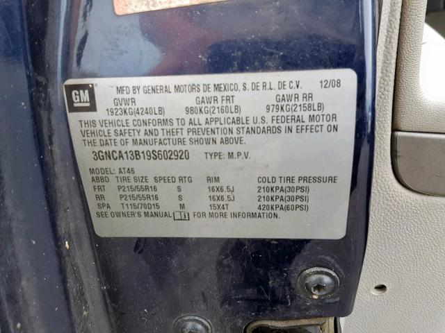 3GNCA13B19S602920 - 2009 CHEVROLET HHR LS Azul foto 10