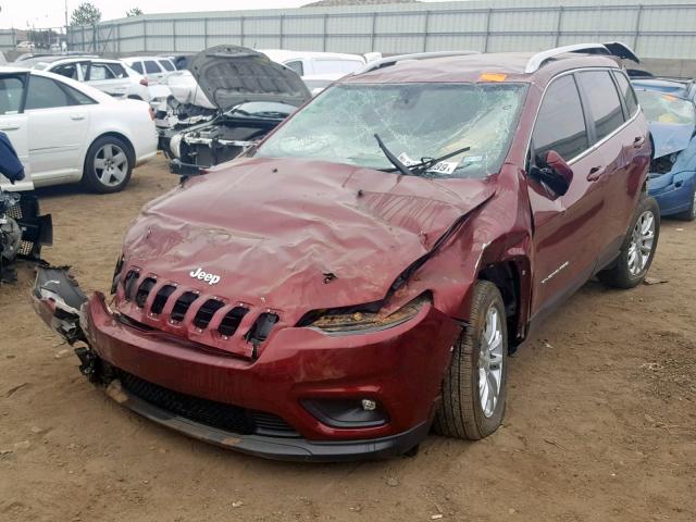 1C4PJLCB3KD148102 - 2019 JEEP CHEROKEE L MAROON photo 2