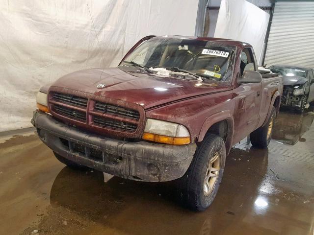 1D7GG16XX3S316590 - 2003 DODGE DAKOTA SXT MAROON photo 2