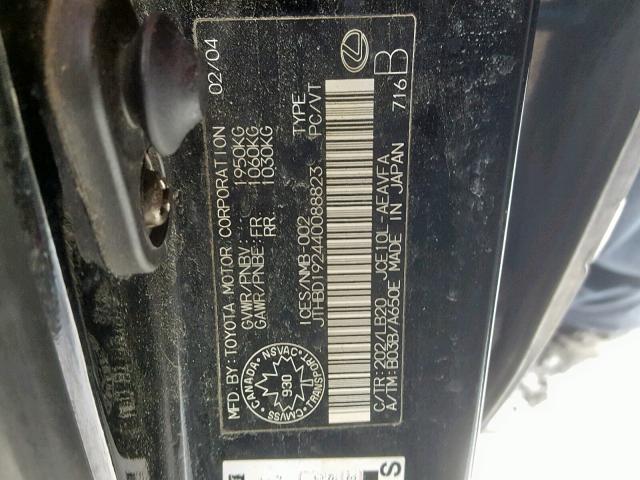 JTHBD192440088823 - 2004 LEXUS IS 300 BLACK photo 10