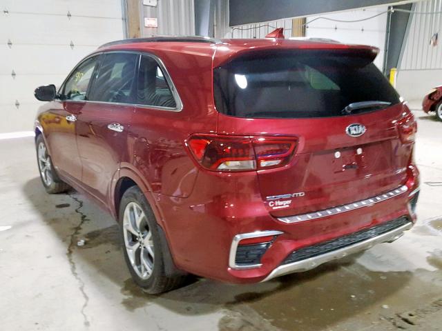 5XYPKDA56KG456771 - 2019 KIA SORENTO SX BURGUNDY photo 3