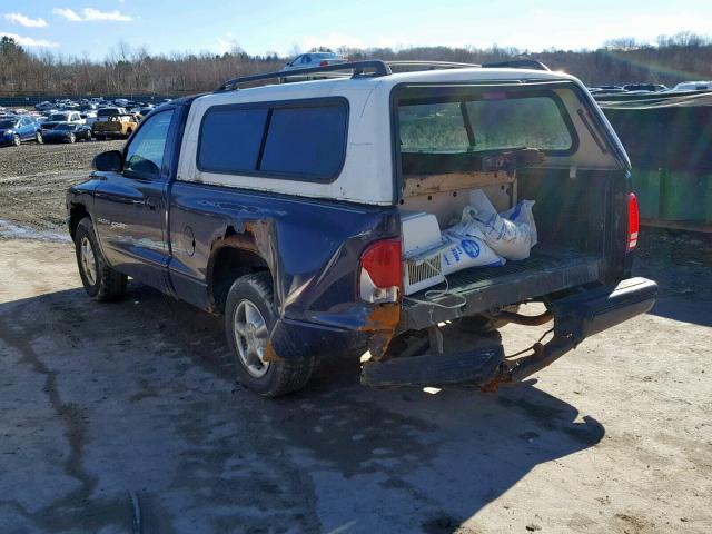 1B7FL26X3XS140625 - 1999 DODGE DAKOTA BLUE photo 3