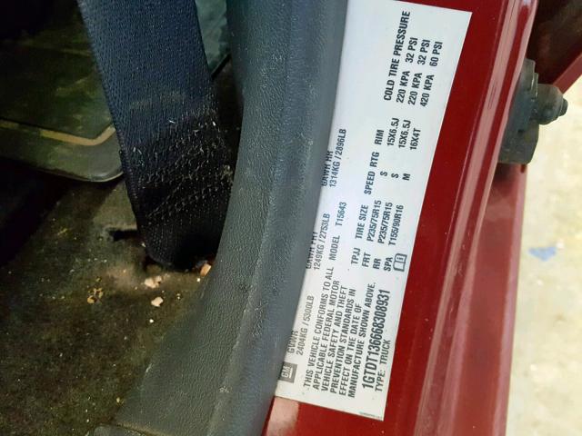 1GTDT136668308931 - 2006 GMC CANYON RED photo 10
