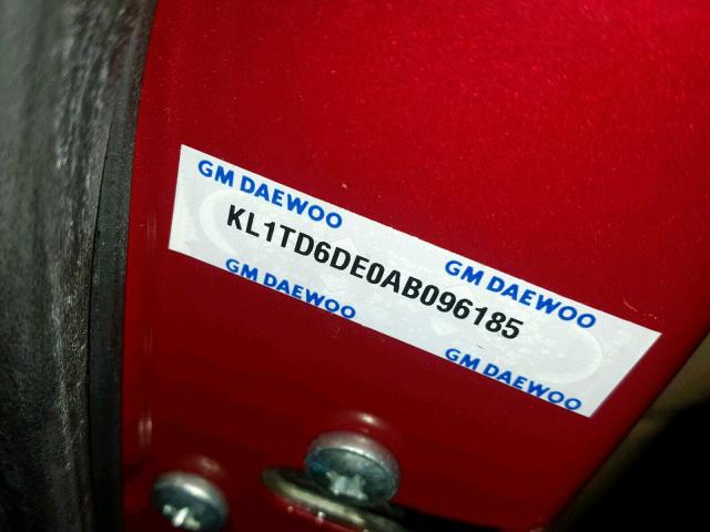 KL1TD6DE0AB096185 - 2010 CHEVROLET AVEO LS RED photo 10