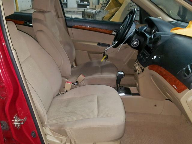 KL1TD6DE0AB096185 - 2010 CHEVROLET AVEO LS RED photo 5