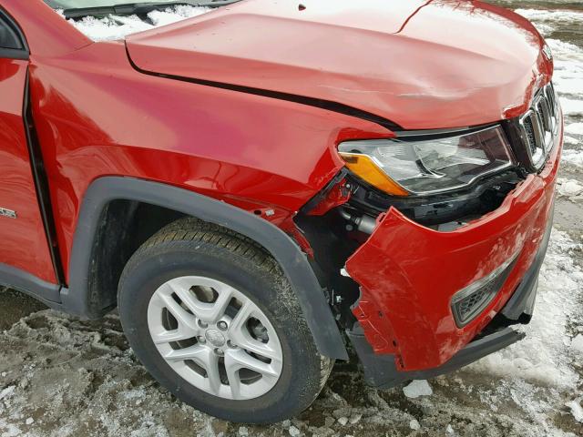 3C4NJDAB1JT256873 - 2018 JEEP COMPASS SP წითელი ფოტო 9