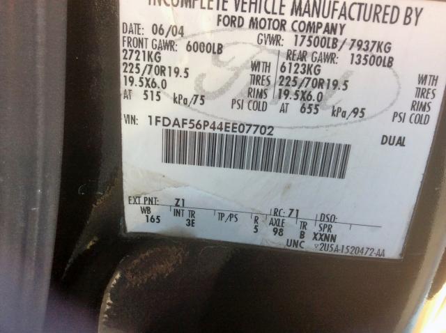 1FDAF56P44EE07702 - 2004 FORD F550 SUPER BLACK photo 8