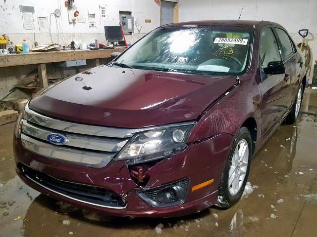 3FAHP0GA1BR334589 - 2011 FORD FUSION S BURGUNDY photo 2