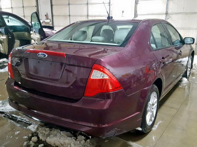 3FAHP0GA1BR334589 - 2011 FORD FUSION S BURGUNDY photo 4