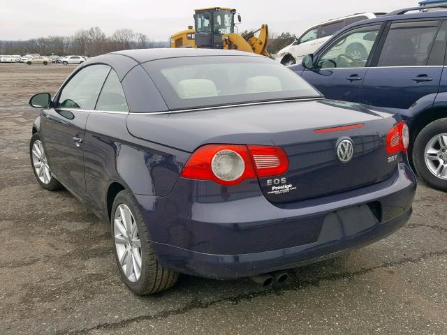 WVWFA71F37V002650 - 2007 VOLKSWAGEN EOS 2.0T L BLUE photo 3