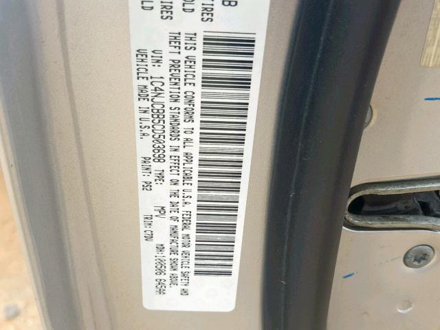 1C4NJCBB5CD503698 - 2012 JEEP COMPASS SP ვერცხლისფერი ფოტო 10