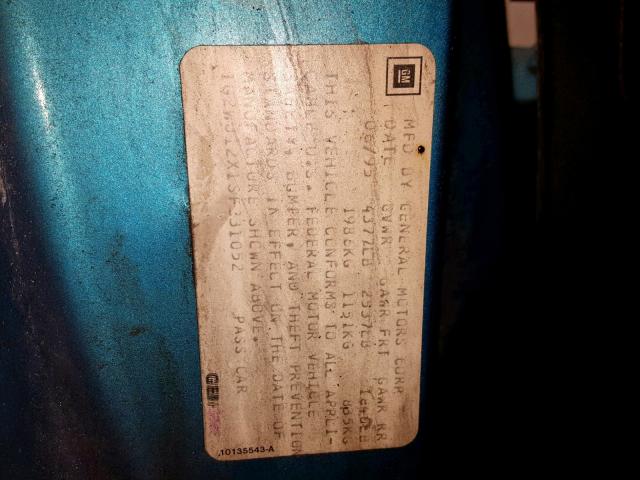 1G2WJ12X1SF331052 - 1995 PONTIAC GRAND PRIX 青色 照片 10