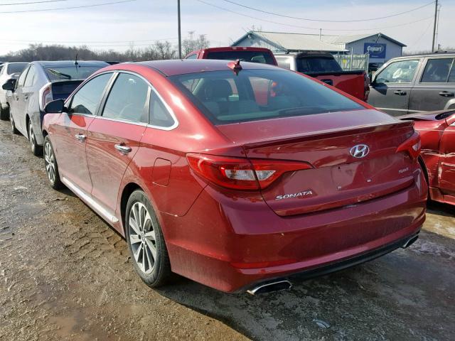 5NPE34AF8FH069392 - 2015 HYUNDAI SONATA SPO RED photo 3