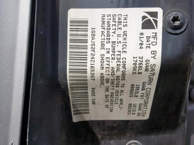 1G8AJ52F93Z147749 - 2003 SATURN ION LEVEL SILVER photo 10