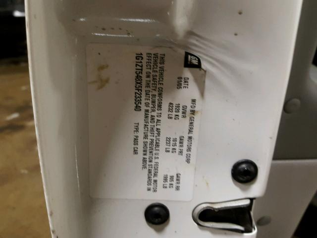 1G1ZT548X5F233540 - 2005 CHEVROLET MALIBU LS WHITE photo 10