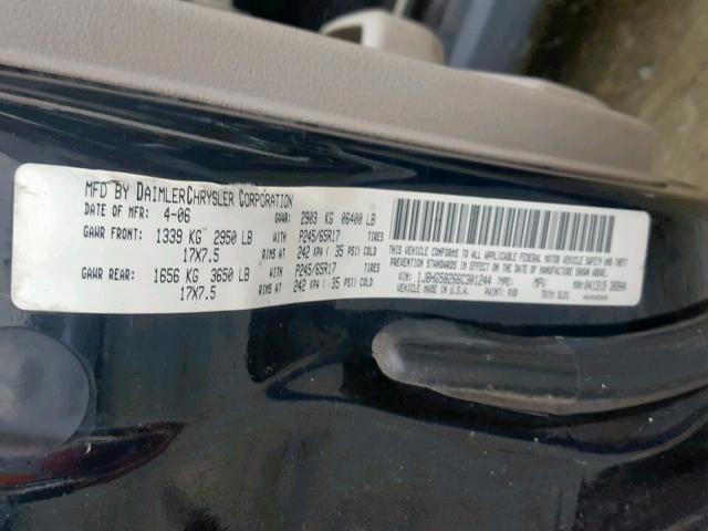 1J8HG58266C301244 - 2006 JEEP COMMANDER BLACK photo 10