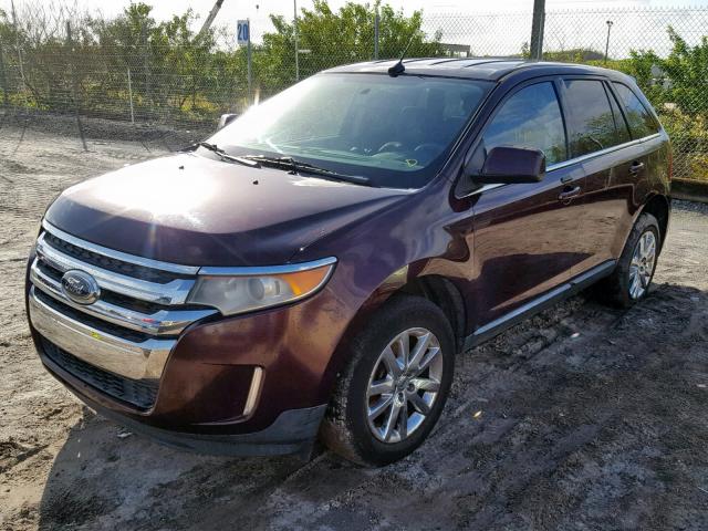 2FMDK3KCXBBA39843 - 2011 FORD EDGE LIMIT RED photo 2