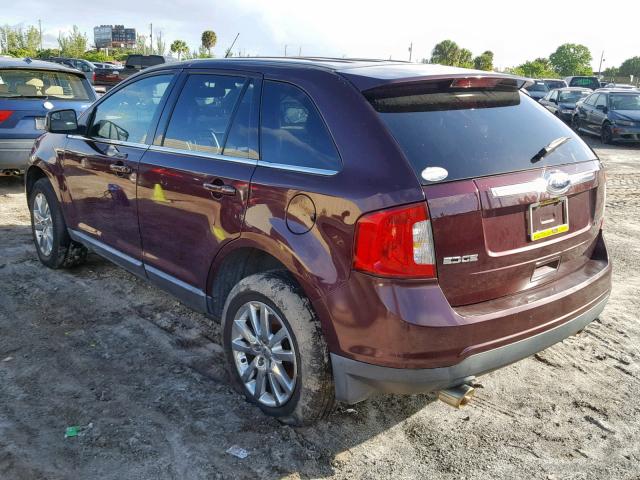 2FMDK3KCXBBA39843 - 2011 FORD EDGE LIMIT RED photo 3